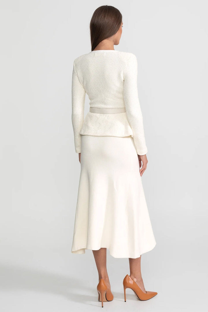 Fleur | Tweed Peplum Knit Midi Dress