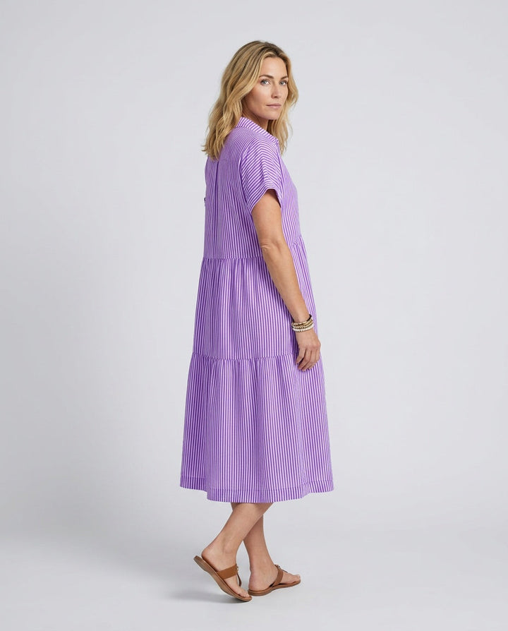 Marlowe | Striped Button-Front Midi Shirt Dress