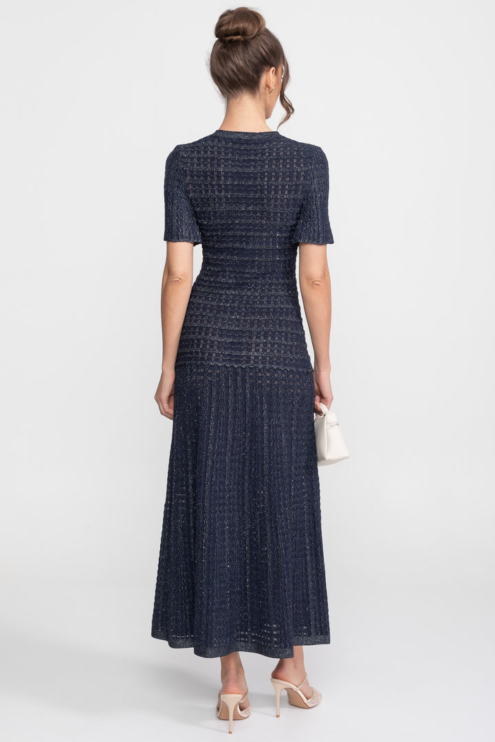 Priya | Short Sleeve Shimmer Knit Midi Dress