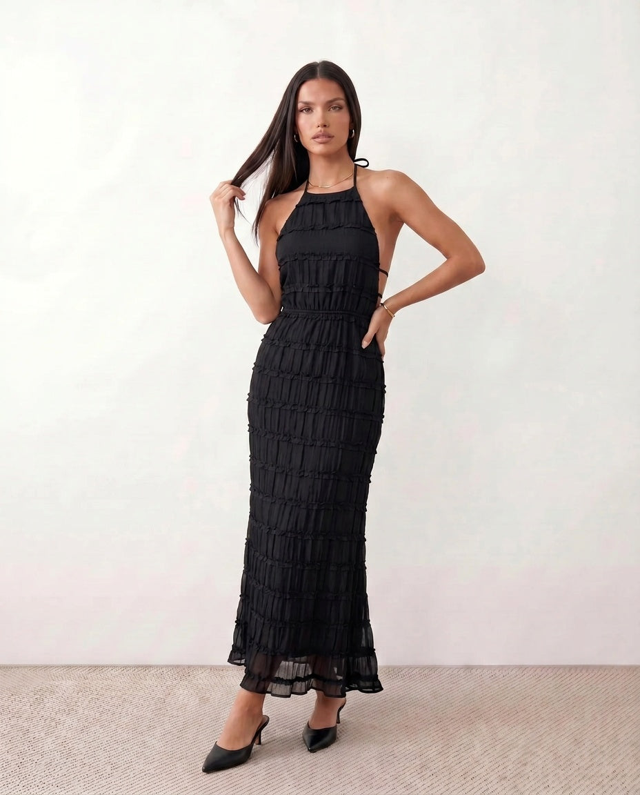 Naia | Pleated Halter Maxi Dress