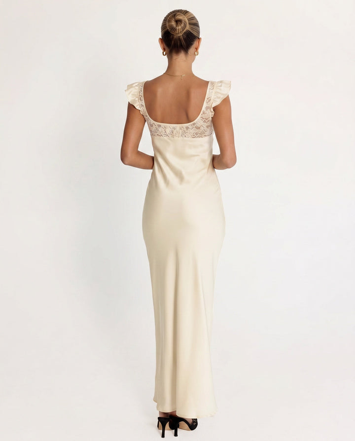 Adelie | Champagne Maxi with Draped Silhouette