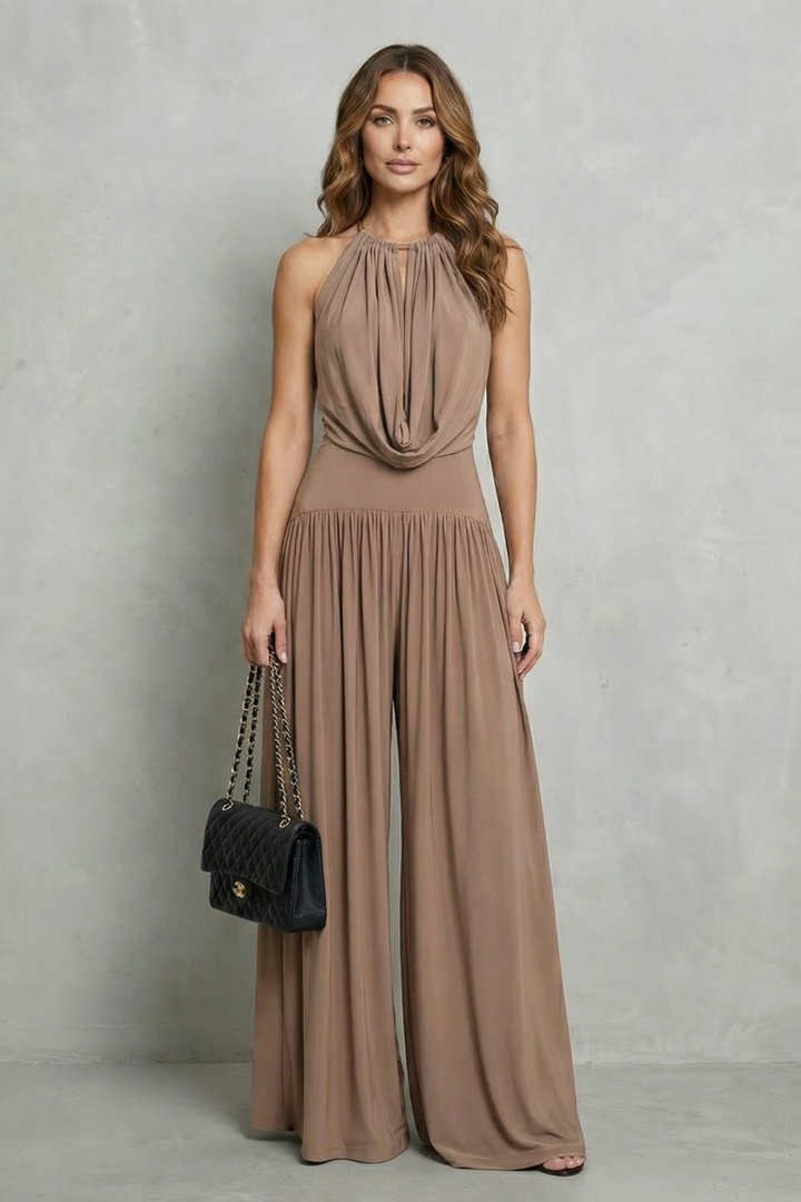 Naia | Draped Halter Wide-Leg Two-Piece Set