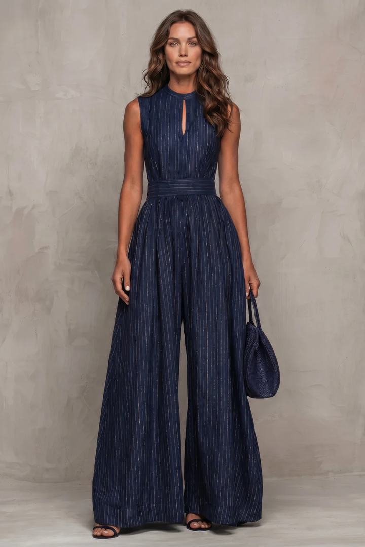 Séréna | Striped Keyhole Wide-Leg Jumpsuit
