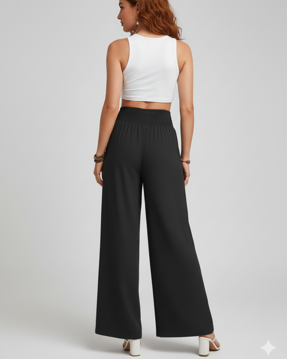 Lina | Wide-Leg Trousers with Elastic Waist