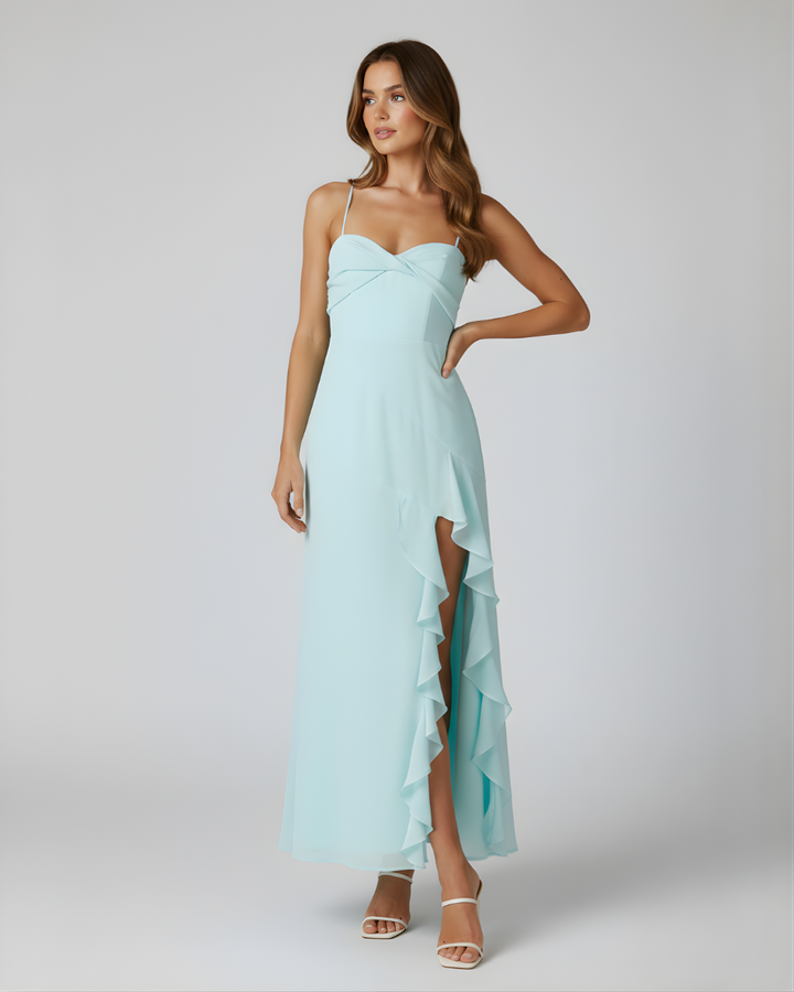 Caliste | Midi Dress with Ruffle Slit