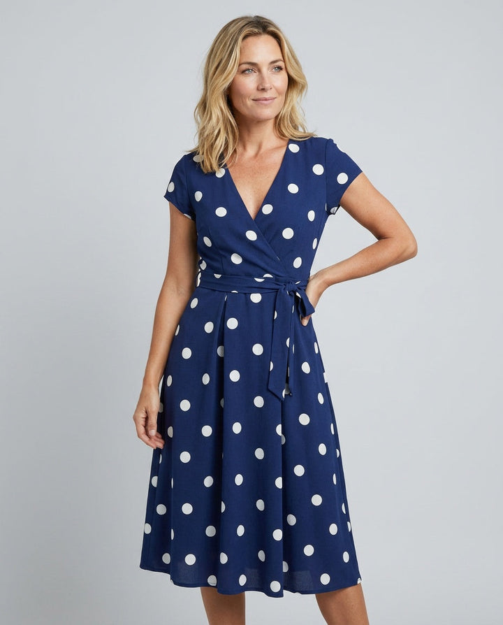 Camille | Polkadot Wrap Midi Dress