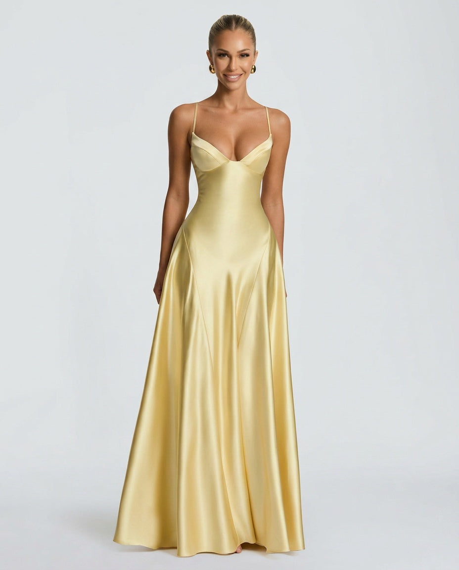 Mira | Ruched Spaghetti Strap Maxi Dress