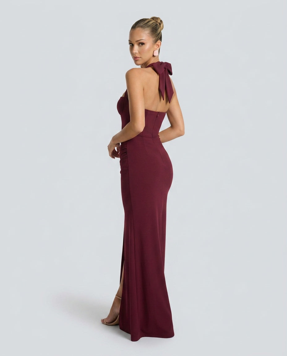 Viorela | Halter Sweetheart Backless Maxi Dress