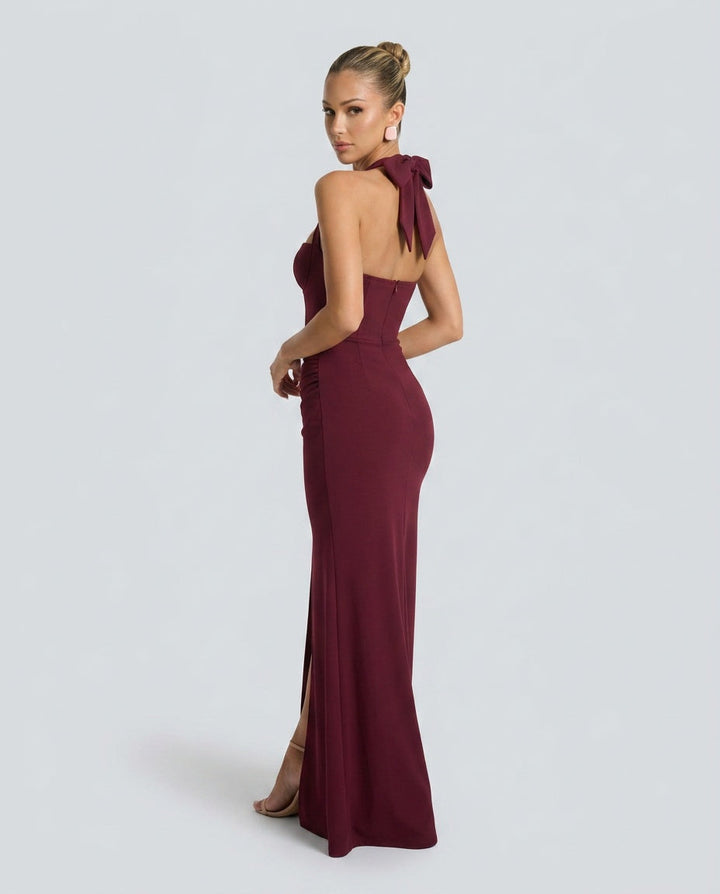 Viorela | Halter Sweetheart Backless Maxi Dress