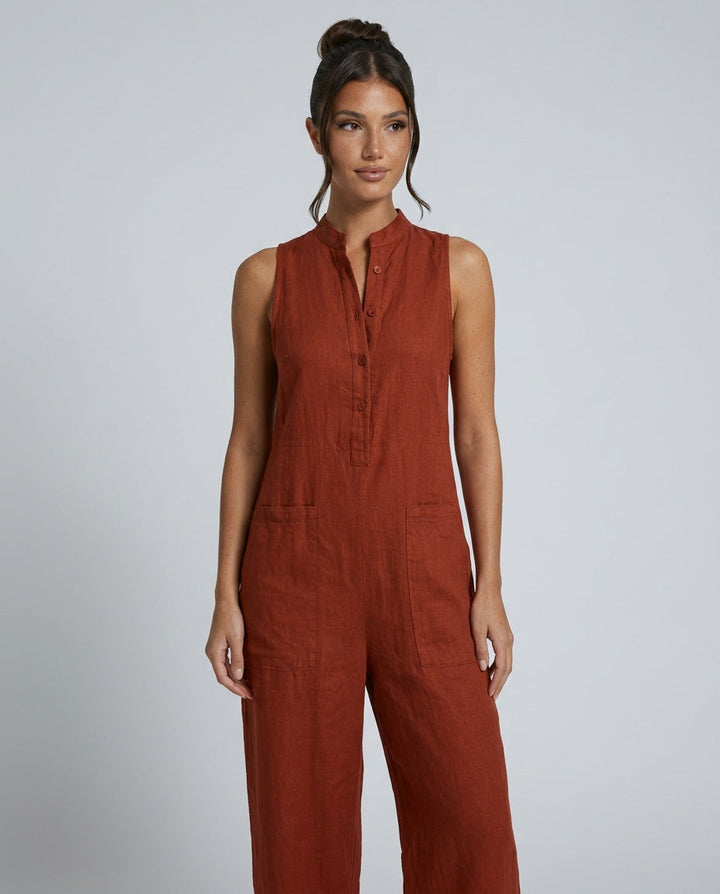Harper | Linen-Blend Sleeveless Loose Jumpsuit