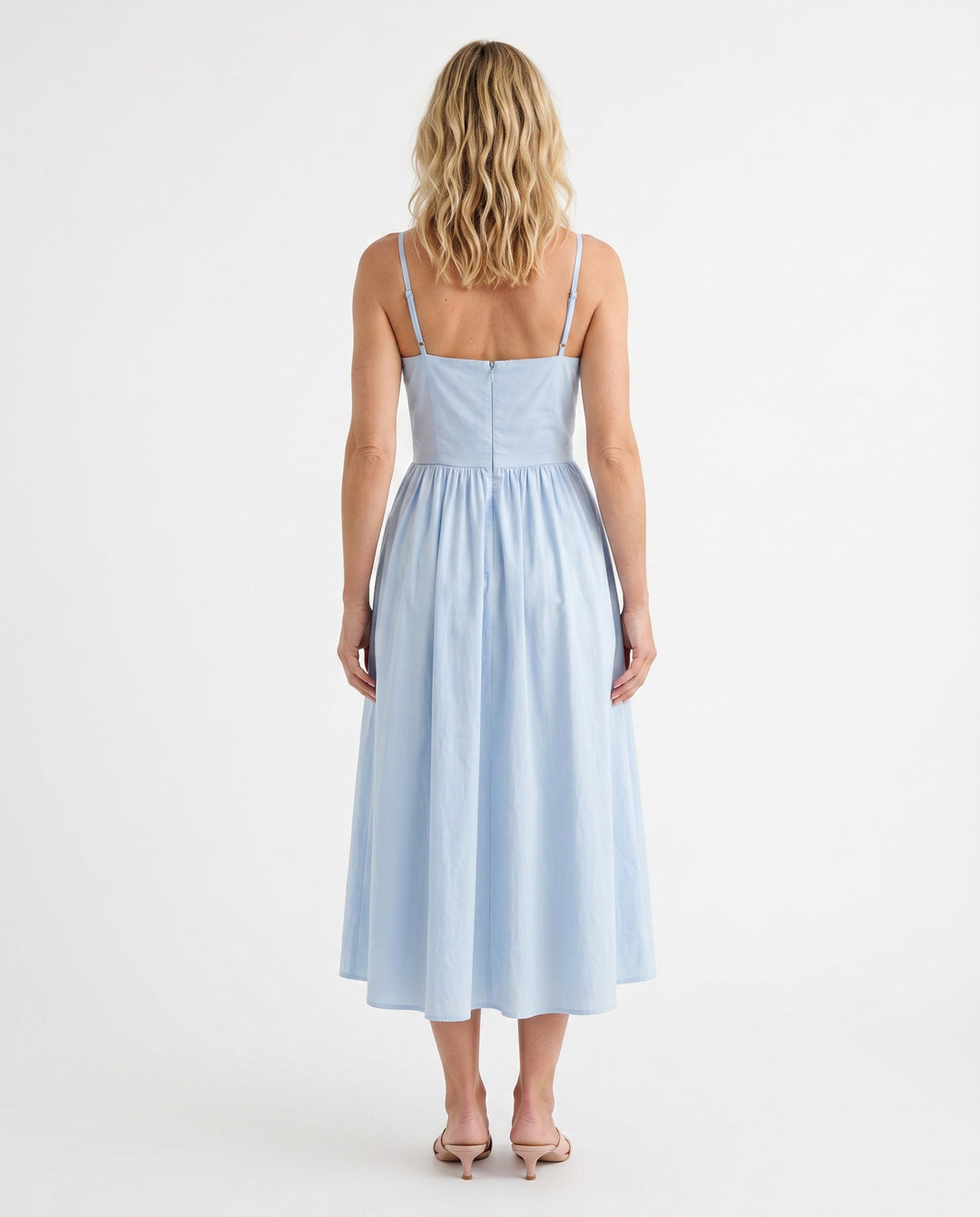 Noor | Spaghetti Strap Lace-Up Midi Dress