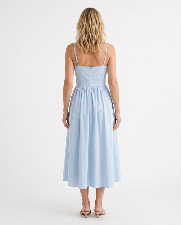 Noor | Spaghetti Strap Lace-Up Midi Dress