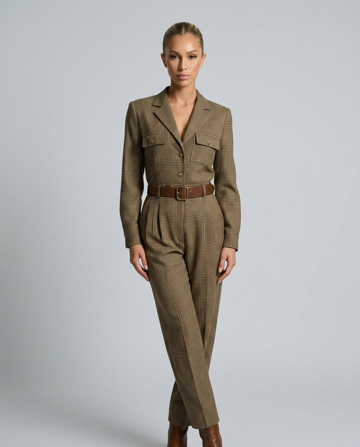 Harper | Tweed Plaid Utility Jumpsuit