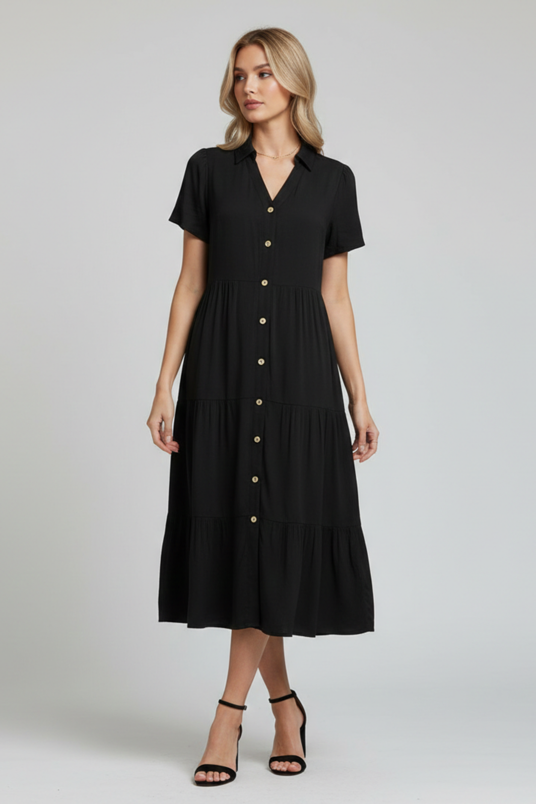 Amara | Midi Dress with Button-Front