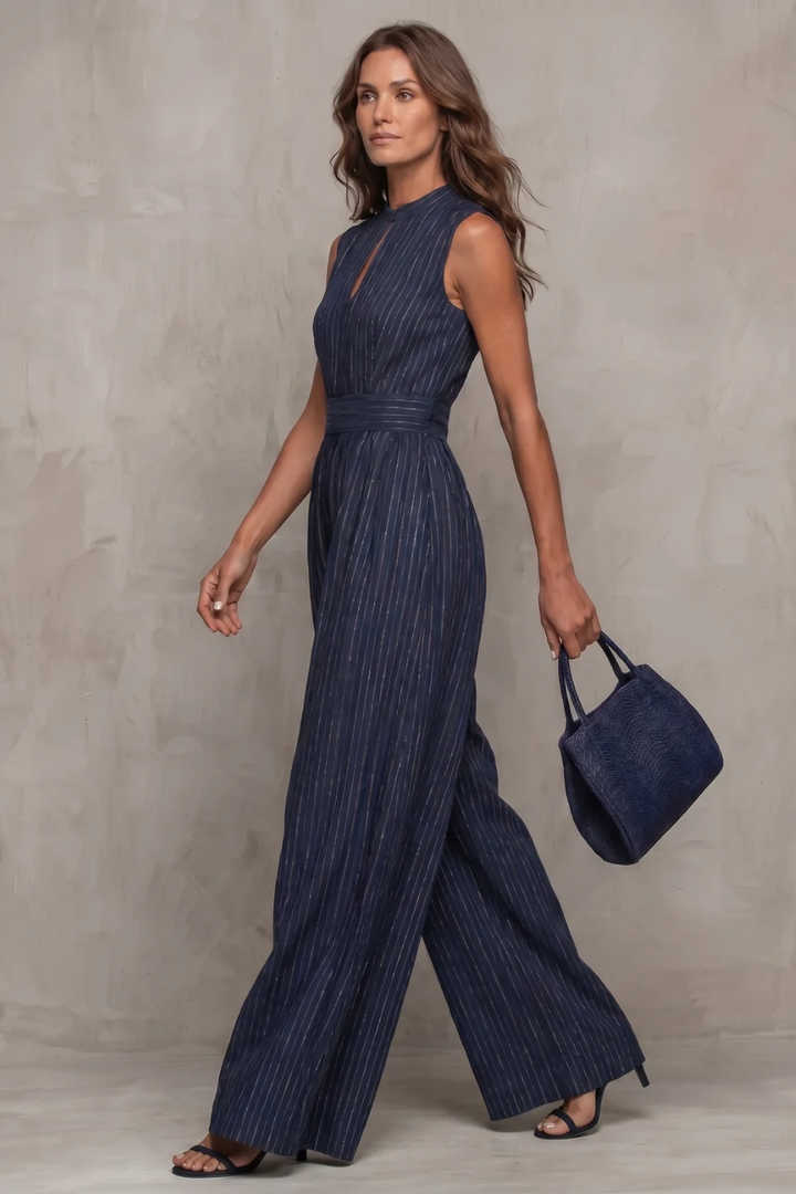 Séréna | Striped Keyhole Wide-Leg Jumpsuit