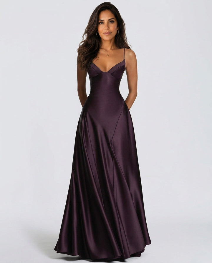 Darya | Satin Tie-Up Slip Maxi Dress