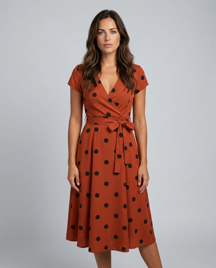Camille | Polkadot Wrap Midi Dress