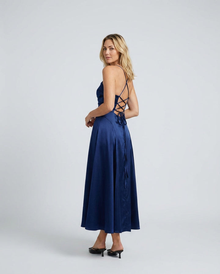 Fleur | Spaghetti Strap Satin Slip Maxi Dress