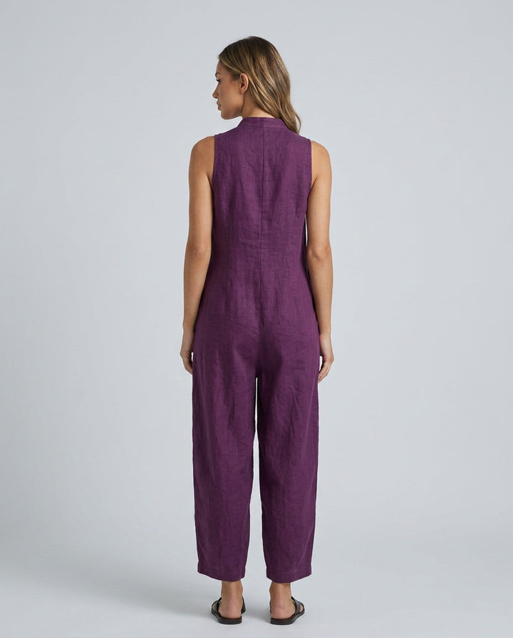 Harper | Linen-Blend Sleeveless Loose Jumpsuit