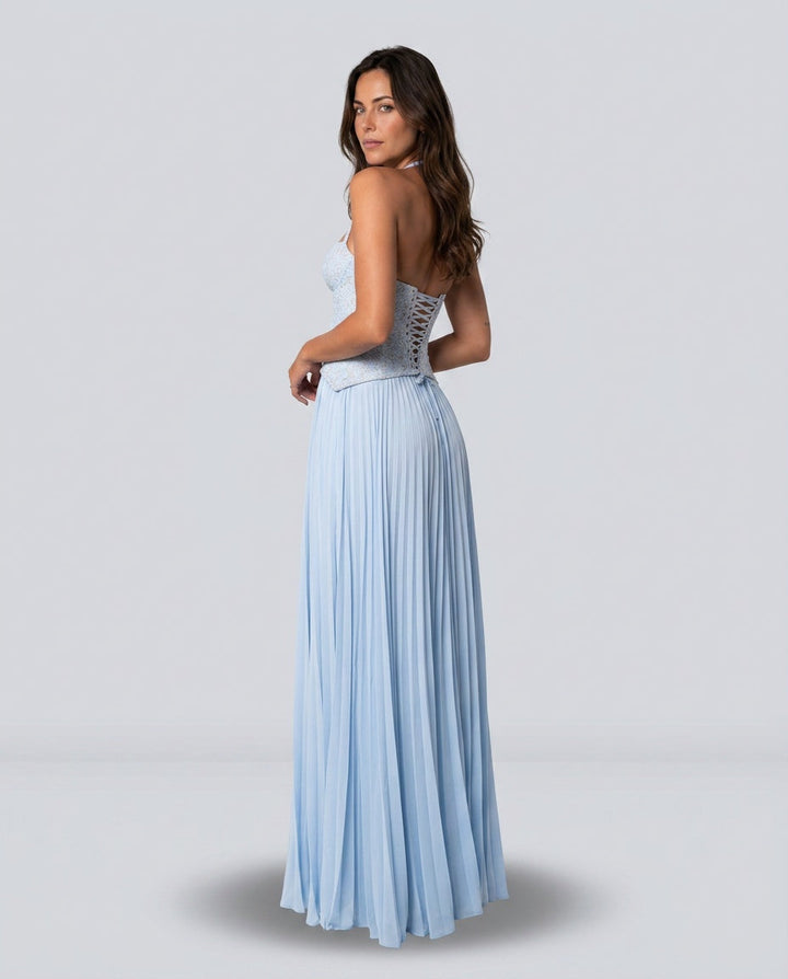 Seraphina | Sweetheart Lace Splicing Pleated Maxi Dress