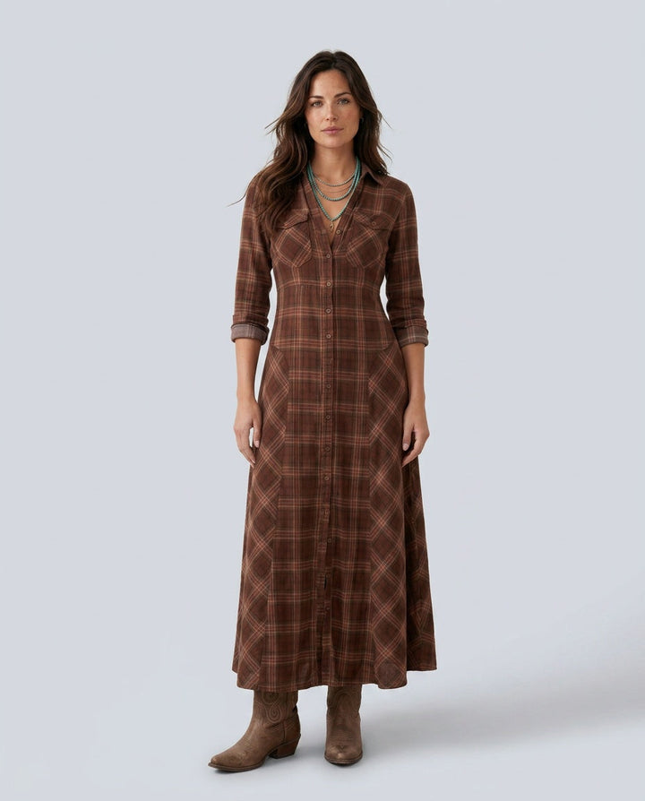 Marilena | Button-Front V-Neck Maxi Dress