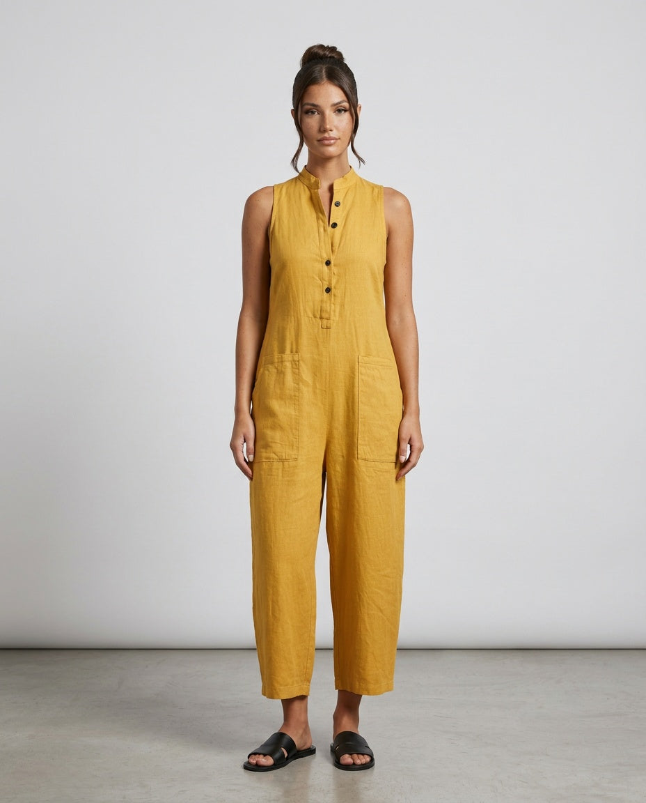 Harper | Linen-Blend Sleeveless Loose Jumpsuit