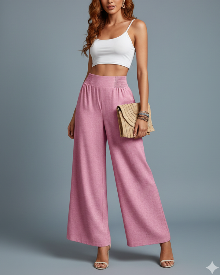 Lina | Wide-Leg Trousers with Elastic Waist