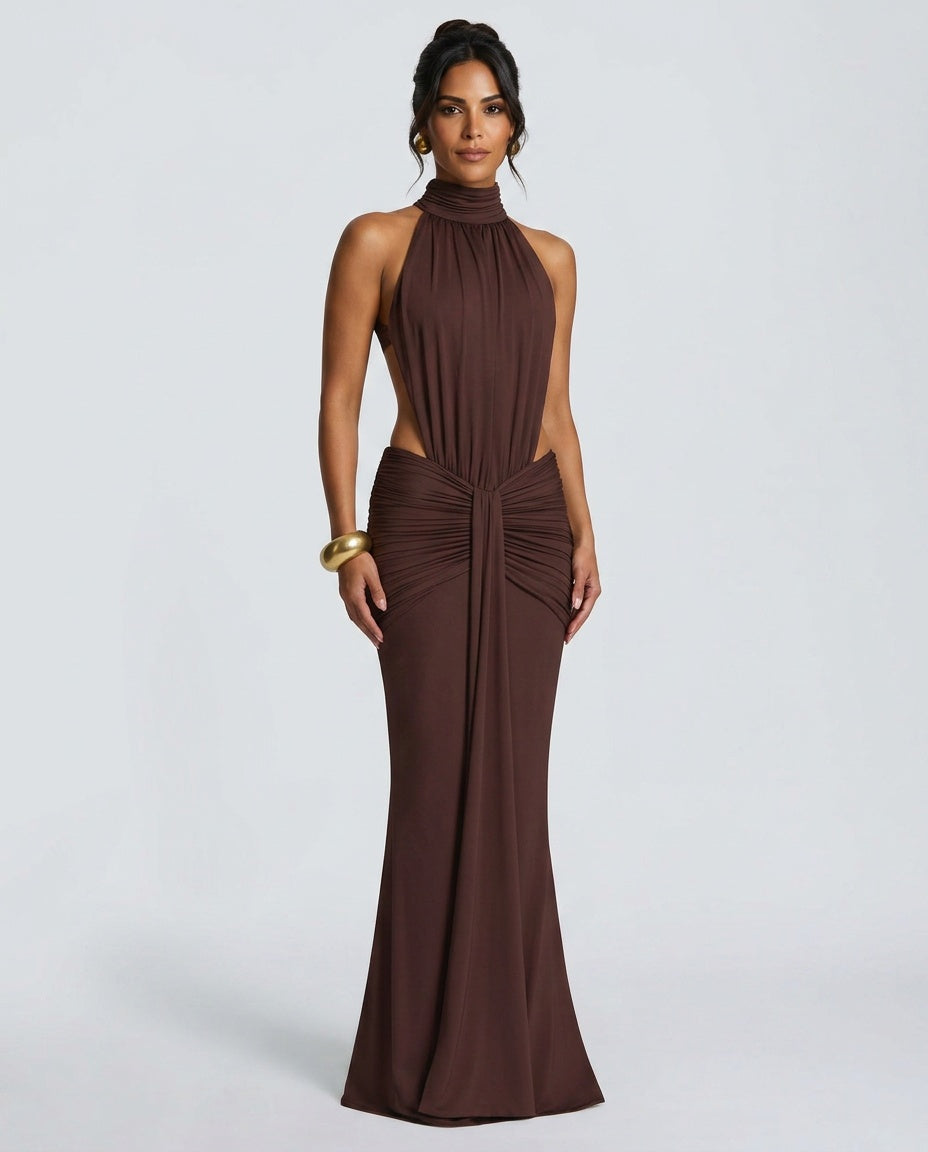 Blair | Halter Neck Backless Maxi Dress
