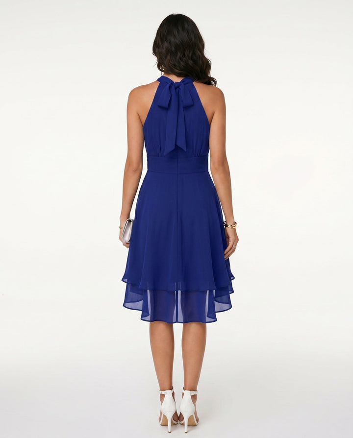 Celeste | Halter Ruffle Flared Midi Dress