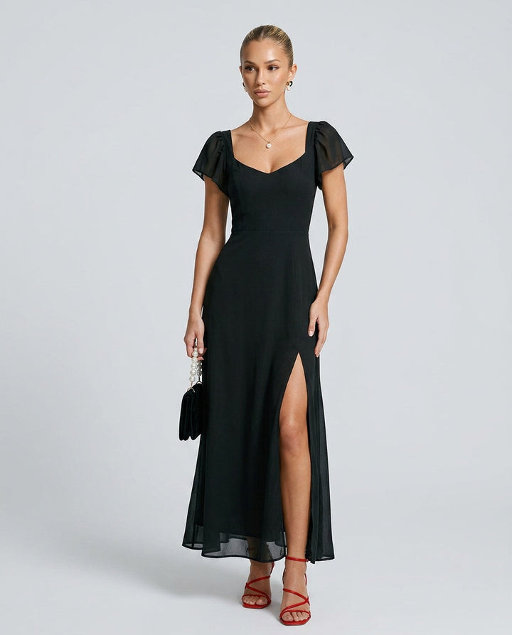 Greta | Sweetheart Neck Chiffon Maxi Dress