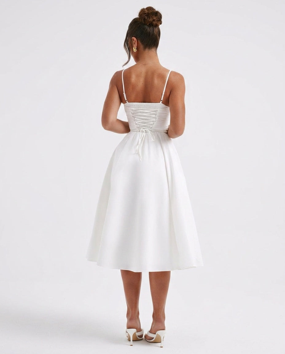 Mariella | Puff Sleeve A-Line Midi Dress