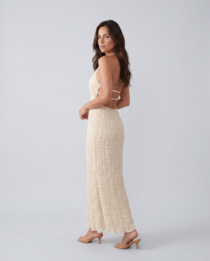 Naia | Pleated Halter Maxi Dress