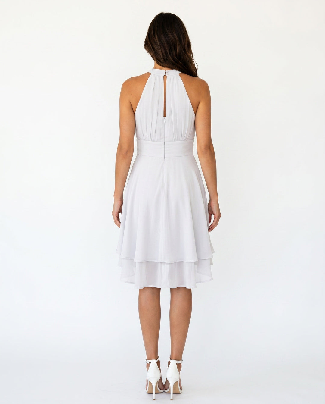 Celeste | Halter Ruffle Flared Midi Dress