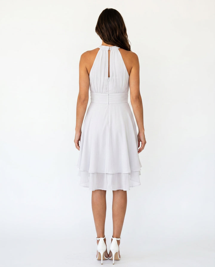 Celeste | Halter Ruffle Flared Midi Dress