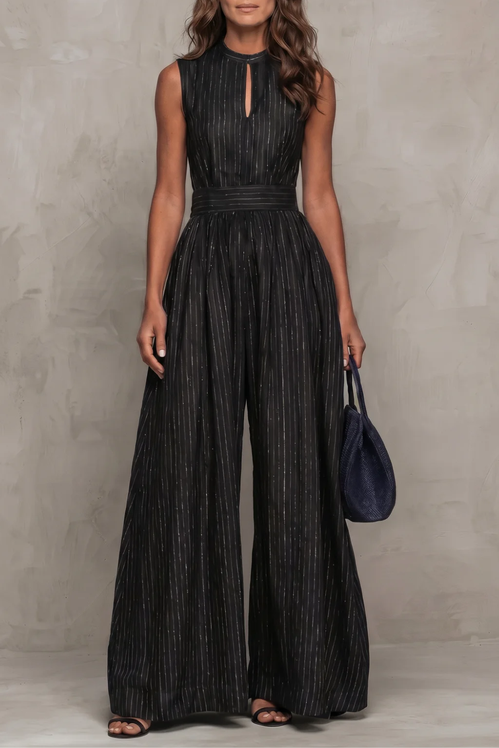 Séréna | Striped Keyhole Wide-Leg Jumpsuit