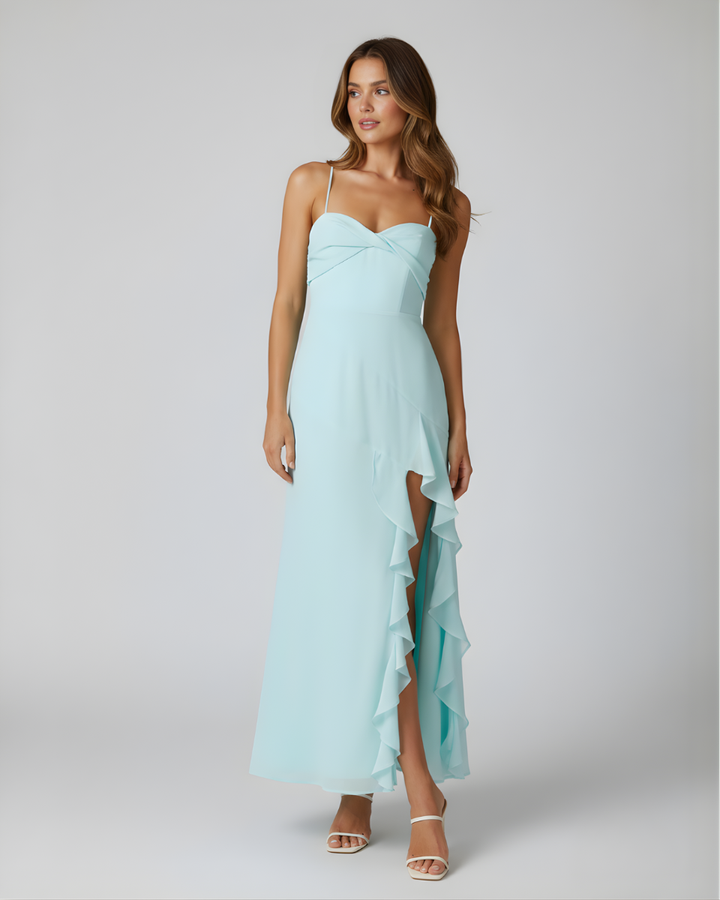 Caliste | Midi Dress with Ruffle Slit