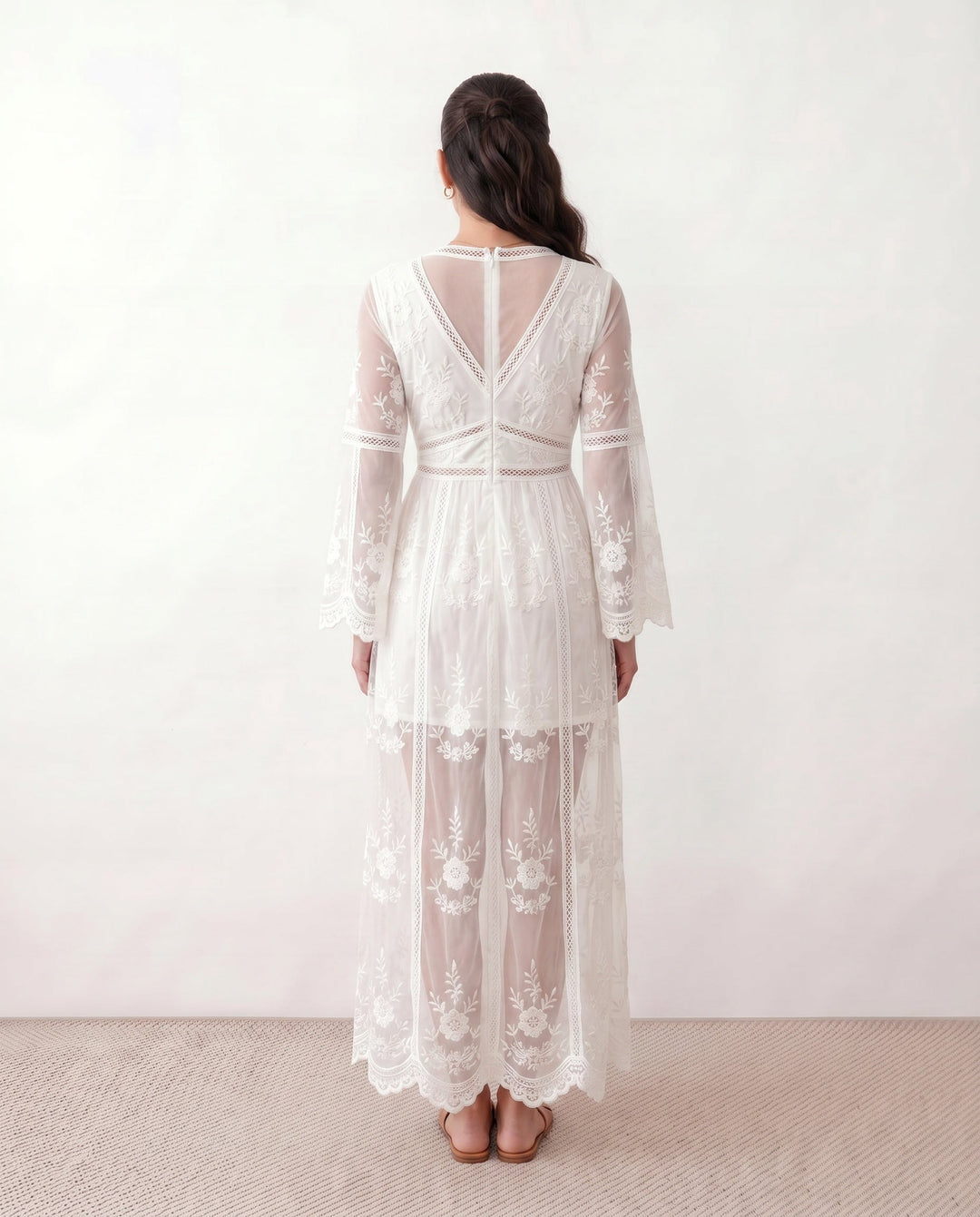 Elin | Lace Plunge Neck Maxi Dress