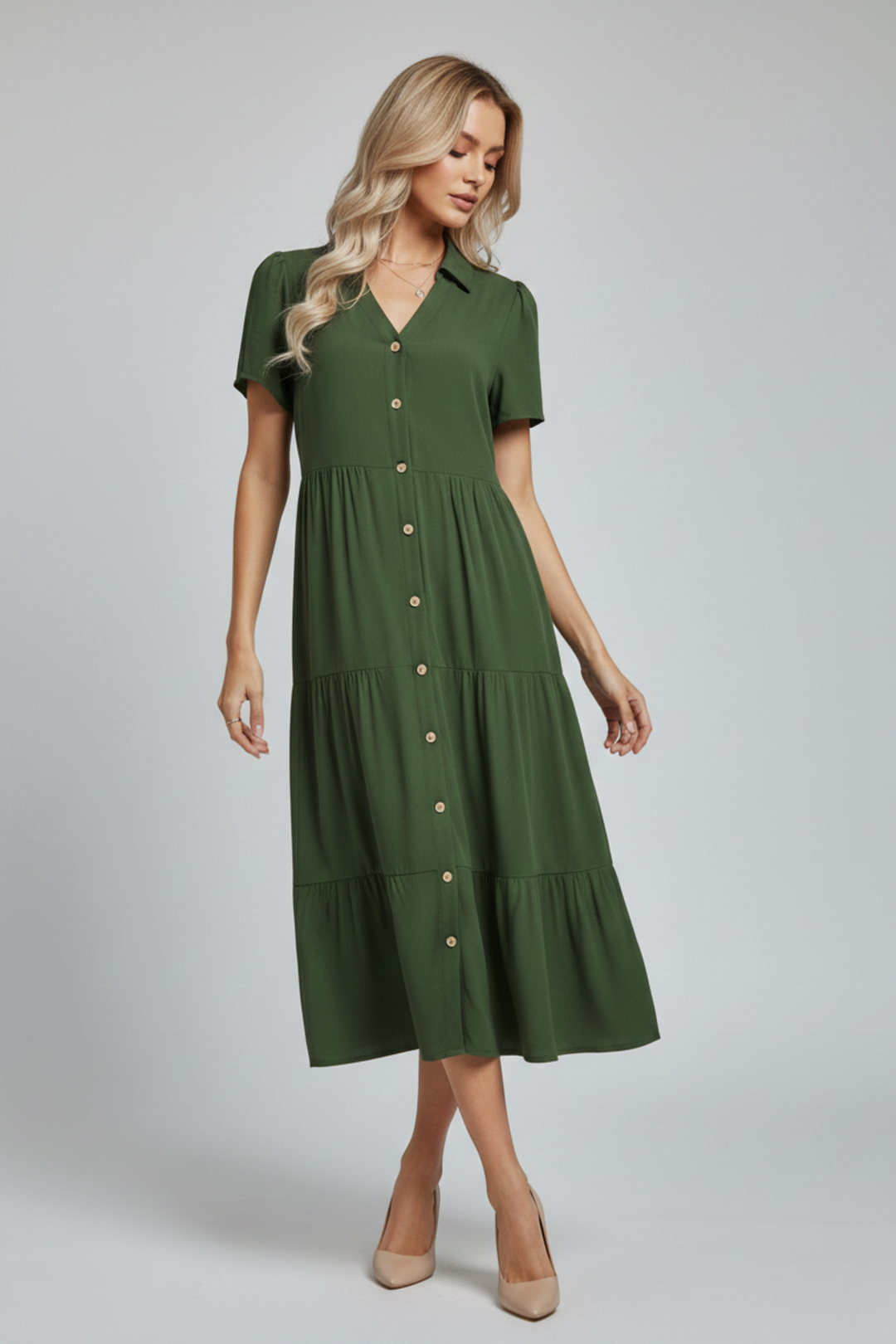 Amara | Midi Dress with Button-Front