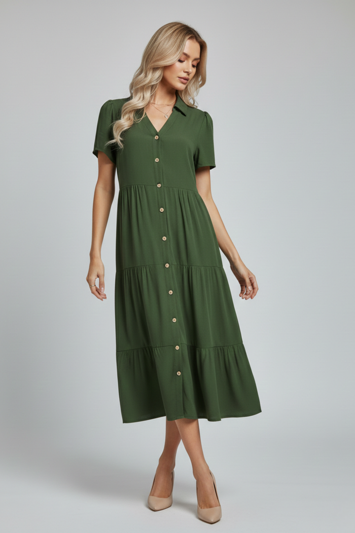 Amara | Midi Dress with Button-Front