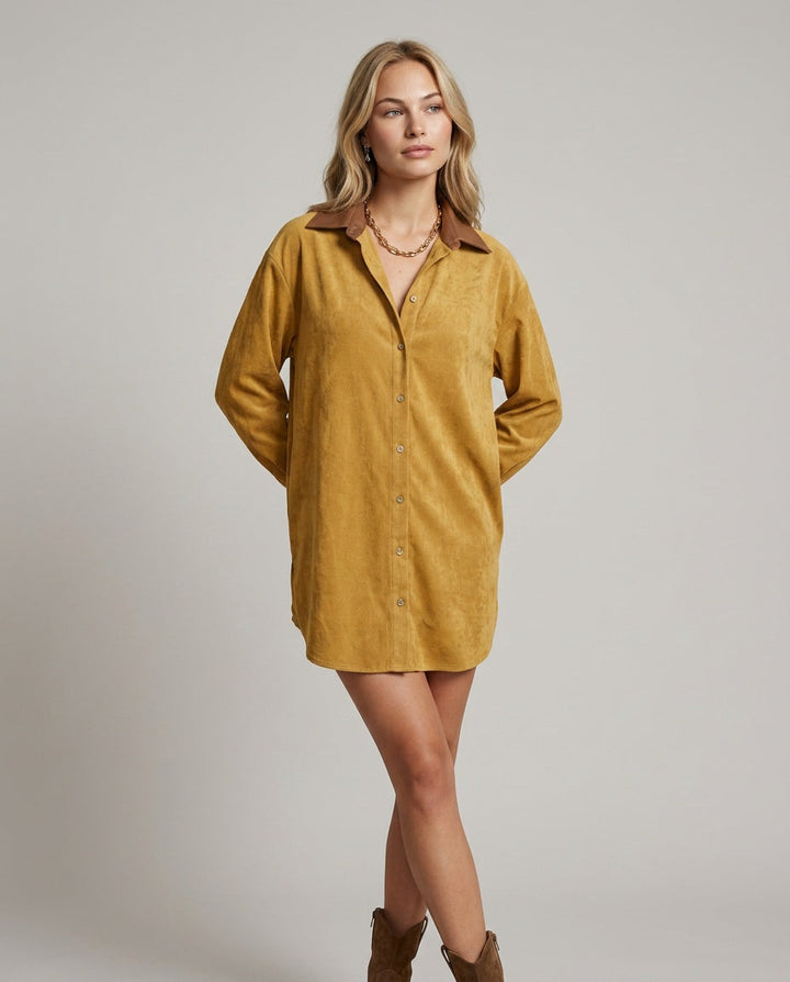 Marlowe | Loose Lapel Suede-Look Mini