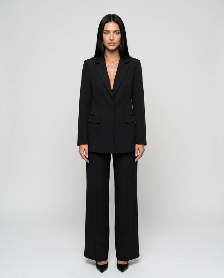 Ravelle | Longline Tailored Wide-Leg Trouser Suit