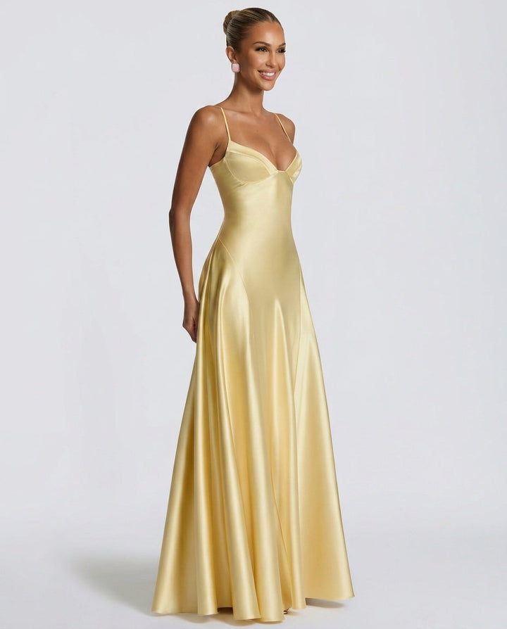 Darya | Satin Tie-Up Slip Maxi Dress