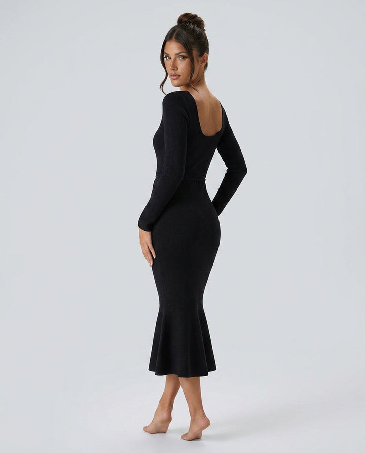 Cleona | Square Neck Mermaid Jumper Maxi Dress