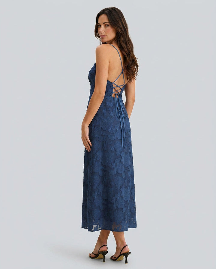 Willa | Jacquard Backless Slip Maxi Dress