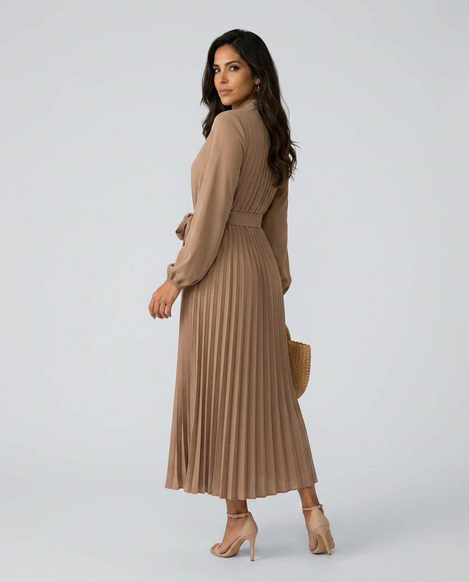 Vivienne | Pleated Midi with Belted Waist
