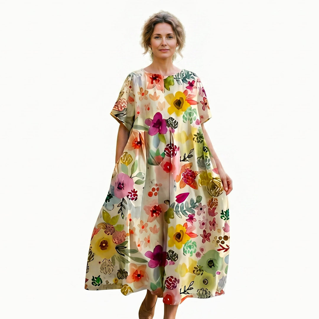 Florelle | Floral Print Plus Size Maxi Dress