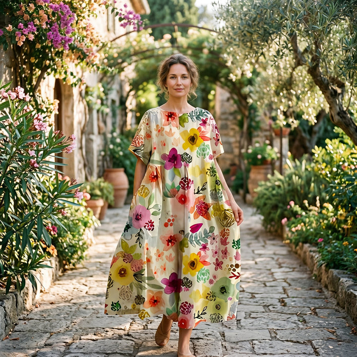 Florelle | Floral Print Plus Size Maxi Dress