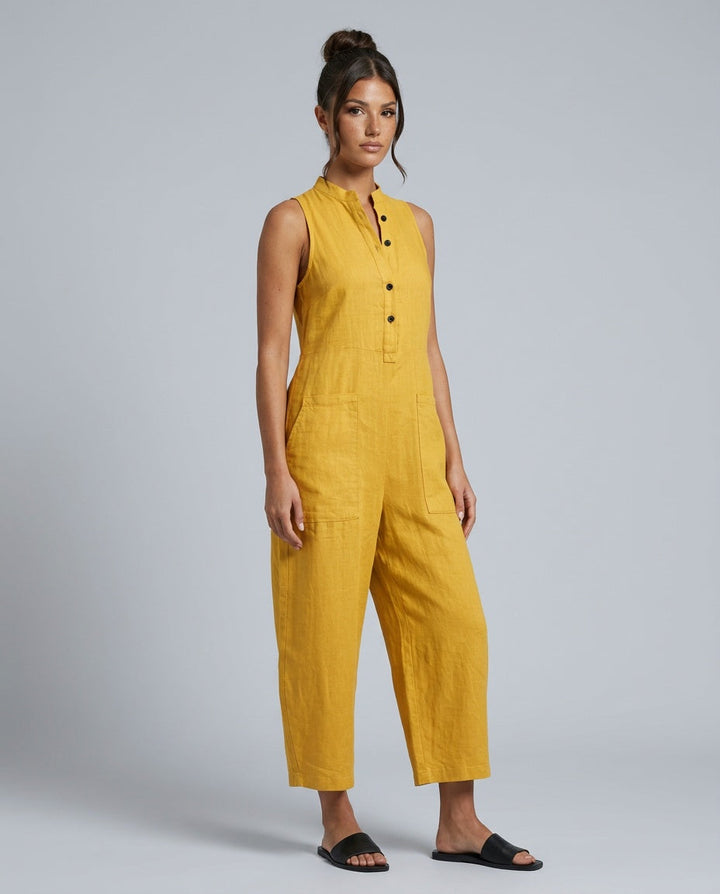 Harper | Linen-Blend Sleeveless Loose Jumpsuit