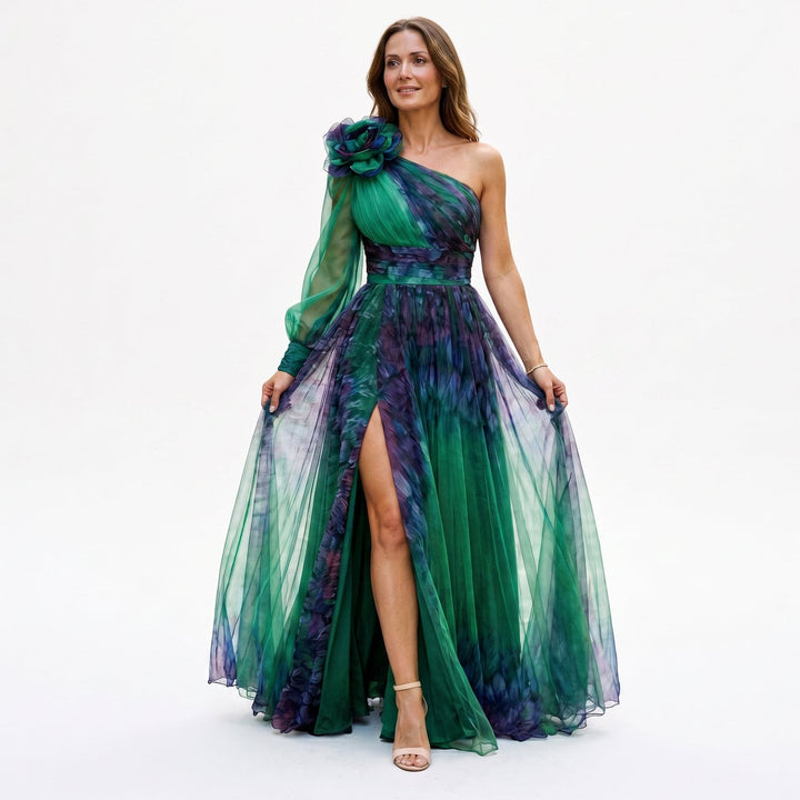 Helena | One-Shoulder Draped Maxi Dress