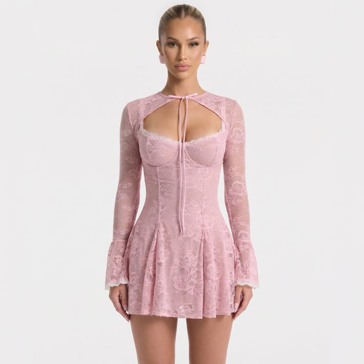 Alice | Mini Dress with Lace Overlay and Corset Bodice